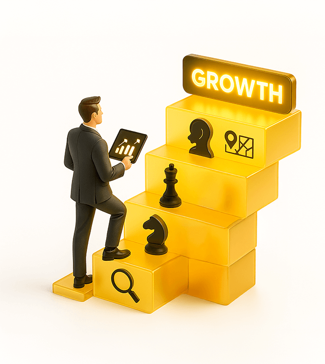 Digital Matketing expert planning data-driven growth strategy using market research and branding insights.